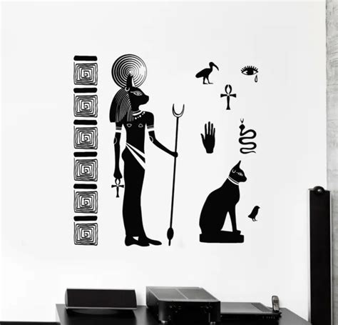 Vinyl Wall Decal Ancient Egyptian Goddess Bastet With Cat Stickers Mural G4293 £18 91