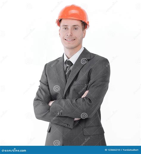 Portrait Of A Successful Civil Engineer Isolated On A White Stock