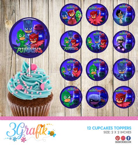 Pj Mask Cupcake Topper Edit Download And Print Party Supplies