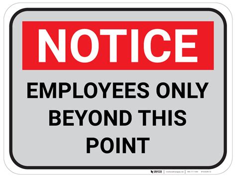 Notice Employees Only Beyond This Point Grayred Floor Sign