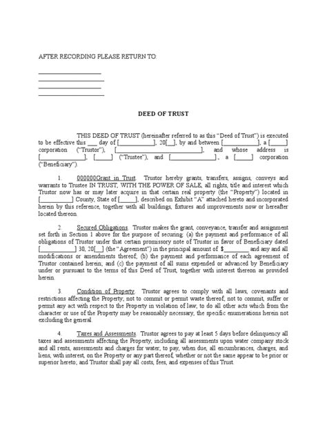 Deed Of Trust Short Form Pdf Deed Of Trust Real Estate Real