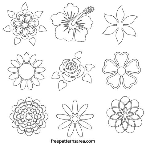 Printable Flower Stencils Outline Templates Printable Flower Pattern