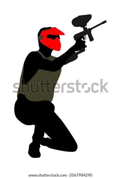 Paintball Player Vector Silhouette Illustration Isolated Stock Vector