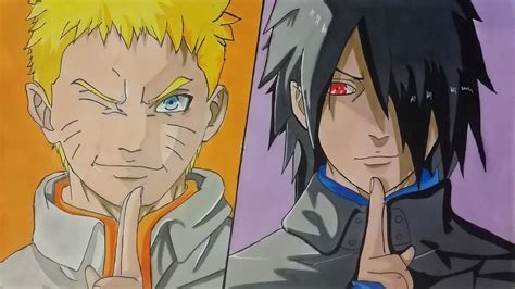 Drawing Naruto Hokage And Sasuke Naruto Youtube