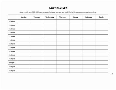 5 Day Week Printable Schedules Example Calendar Printable