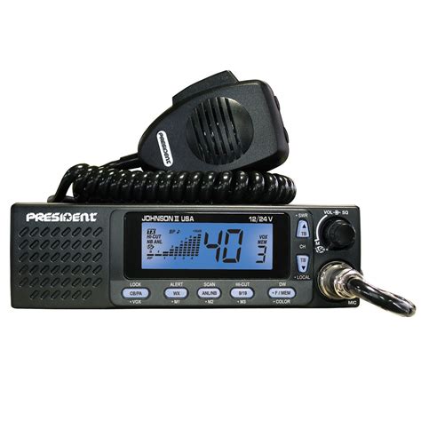 Radios :: CB radios :: PRESIDENT 12-24VDC MOBILE CB RADIO WITH SELECTABLE 3-COLOR FRONT PANEL 