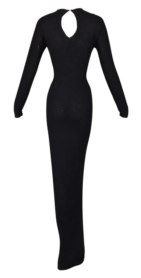 S S 1998 Gucci Tom Ford Runway Semi Sheer Black Bodystocking L S Gown Dress For Sale At 1stdibs