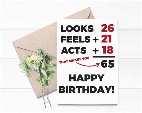 65th Birthday Card Printable Instant Download For Sixty Fifth Bday Born In 1954 Happy 65