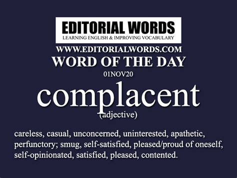 Word Of The Day Complacent 01nov20 Editorial Words