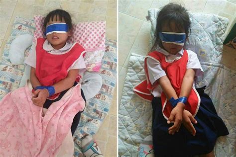 Shocking Pics Show Five Year Old Girls Bound And Blindfolded With Duct