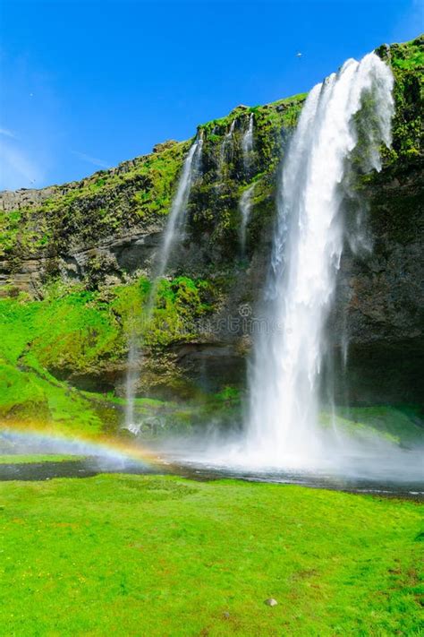 Seljalandsfoss Waterfall South Iceland Stock Photo Image Of Scenic