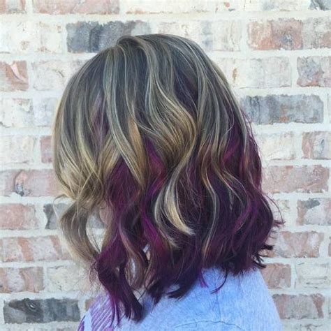 Brown ombré hair color ideas. 40 Versatile Ideas of Purple Highlights for Blonde, Brown ...