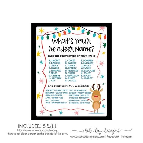 Whats Your Reindeer Name Printable Download Christmas Etsy