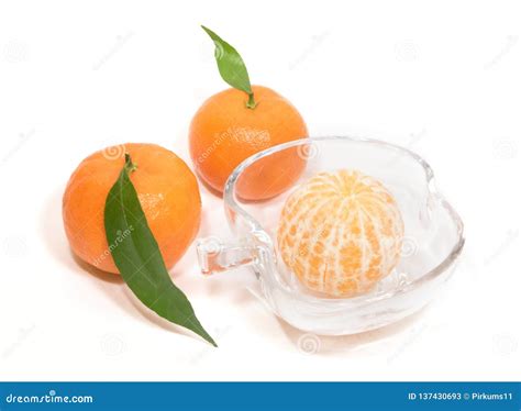 Citrus Fruits Tangerines Mandarin Slices Peeled Mandarin Stock Image