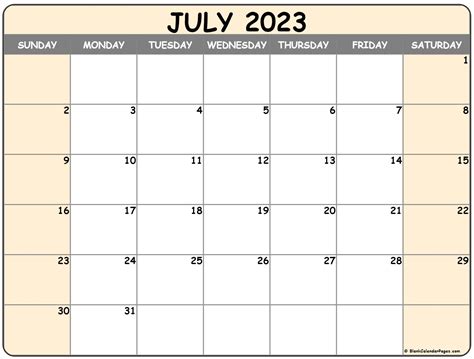 July 2023 Calendar Free Printable Calendar