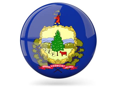 Glossy Round Icon Illustration Of Flag Of Vermont
