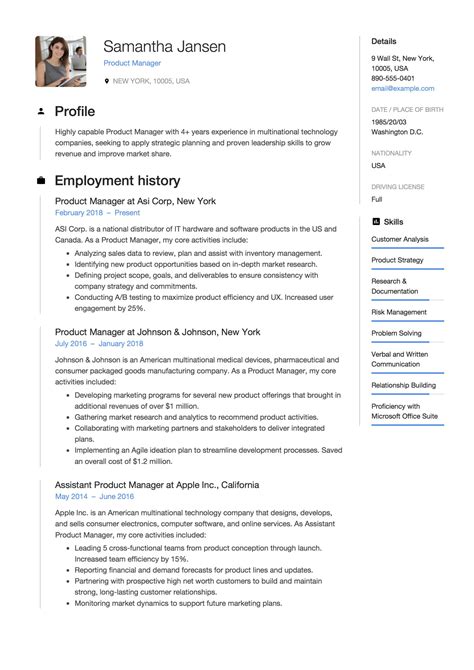 Product Manager Resume Resume 12 Samples Pdf 2019