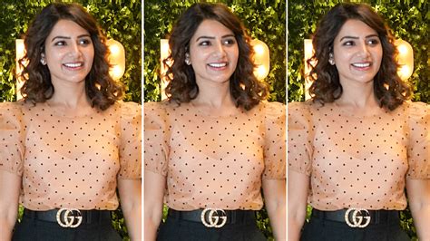 Samantha Akkineni Picked A Nude Polka Dot Blouse For Her Night Out With