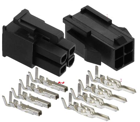 Molex Conector Negro De 4 Pines De 420 Mm 165 Pulgadas Con Pines De