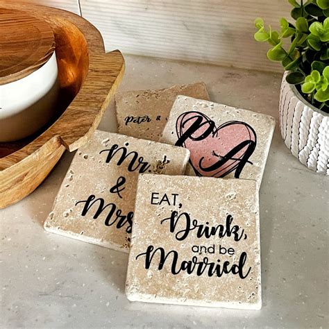 Personalized Wedding Coasters Premium Natural Stone Coasters Etsy