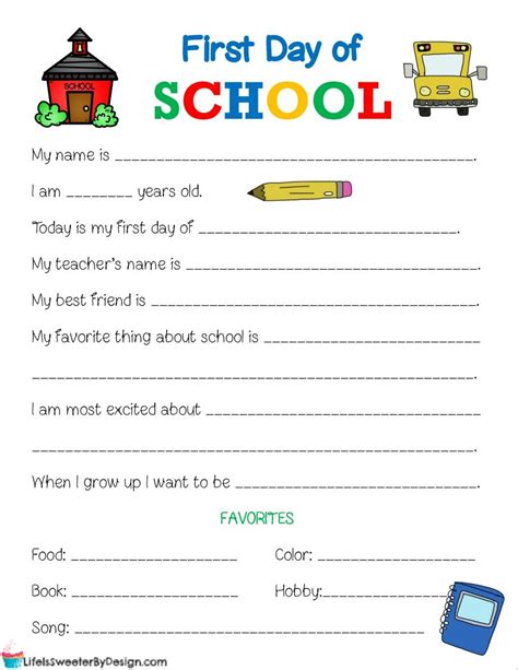My First Day Of Preschool Worksheet