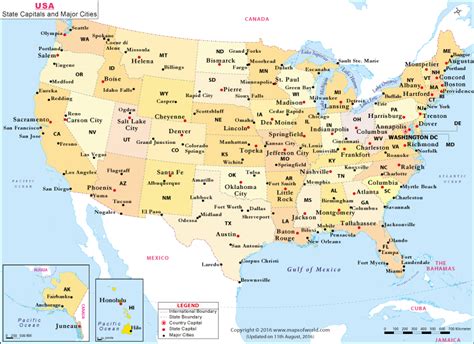 Buy Us State Capitals And Major Cities Map