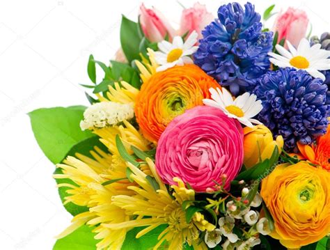 Beautiful Bouquet Of Colorful Spring Flowers Stock Photo By