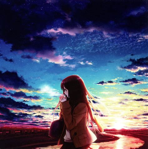 Sky Girl Clouds Anime Blue Sunset Cool Wallpaper