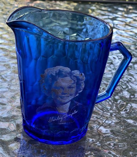 Shirley Temple Cobalt Blue Glass Small Creamer Pitcher Etsy Blue Glass Blue Glass Pitcher
