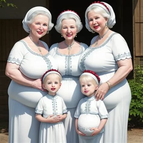 professionnel image white granny big belly with triplets