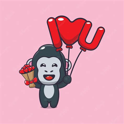 Premium Vector Cute Gorilla Mascot Cartoon Character Illustration In