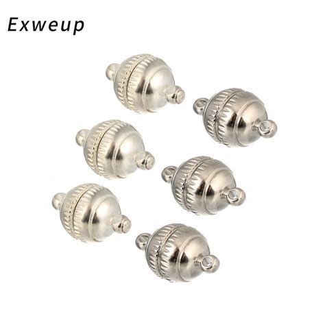 Exweup 10pcslot Magnetic Clasps Rhodiumsilver Color Copper Metal For