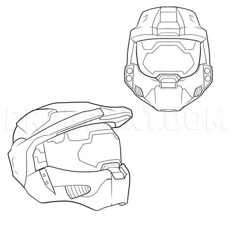 How To Draw A Halo Helmet Step By Step Drawing Guide By Dawn Dragoart
