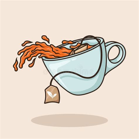 Teabag From Spilled Cup A Cup Of Tea Object Concept Cartoon Icon