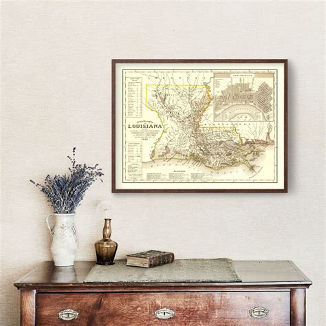 Vintage Map Of Louisiana 1845 By Teds Vintage Art