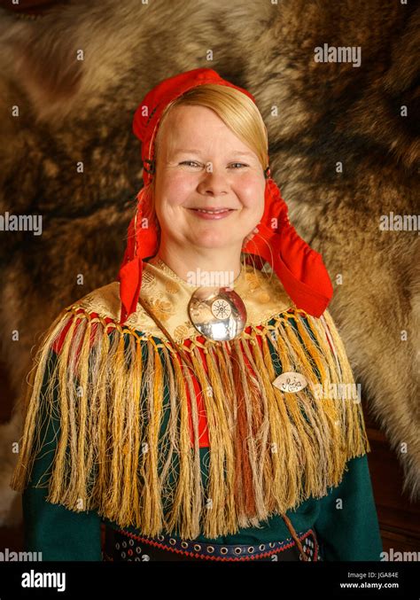 Woman In Traditional Sami Costume Lapland Finland Stock Photo Alamy