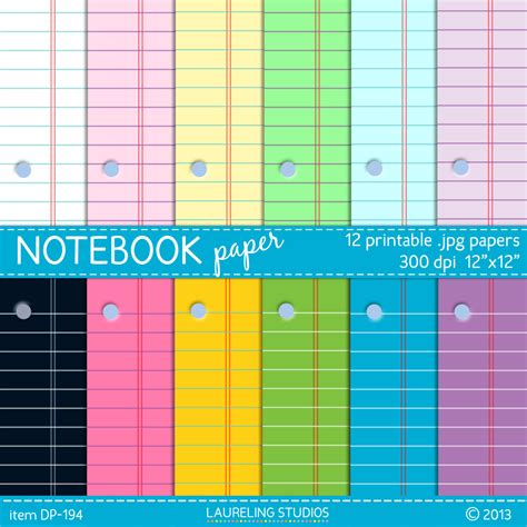 57 Awesome Colored Lined Notebook Paper