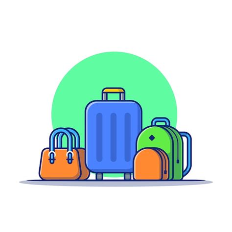 Premium Vector Luggage With Suitcase And Bag Cartoon Illustration