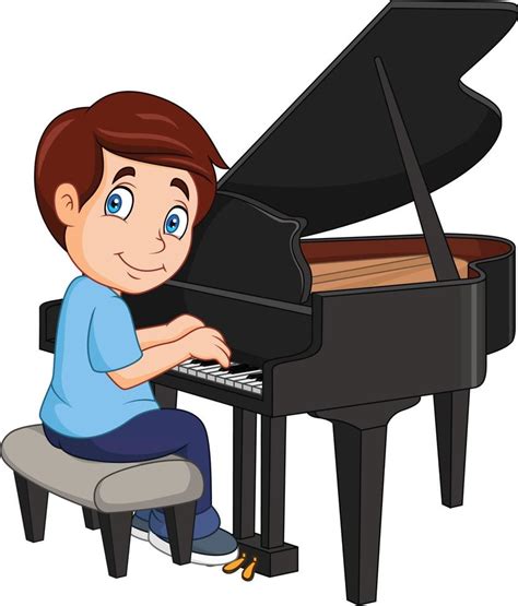 Niño Pequeño De Dibujos Animados Tocando El Piano 8078721 Vector En