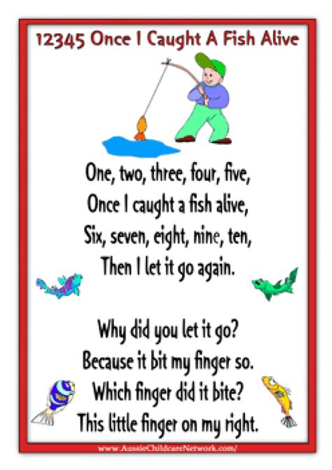 12345 Once I Caught A Fish Alive Lots Of Printable Posters For Nursery