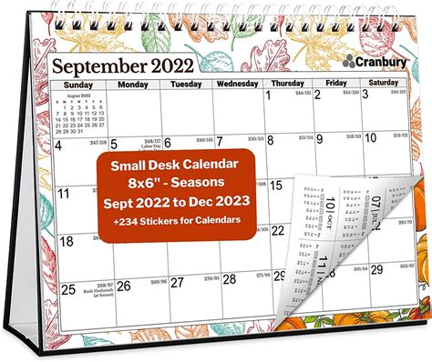 Cranbury Small Desk Calendar 2022 2023 8x6 Seasons Use From