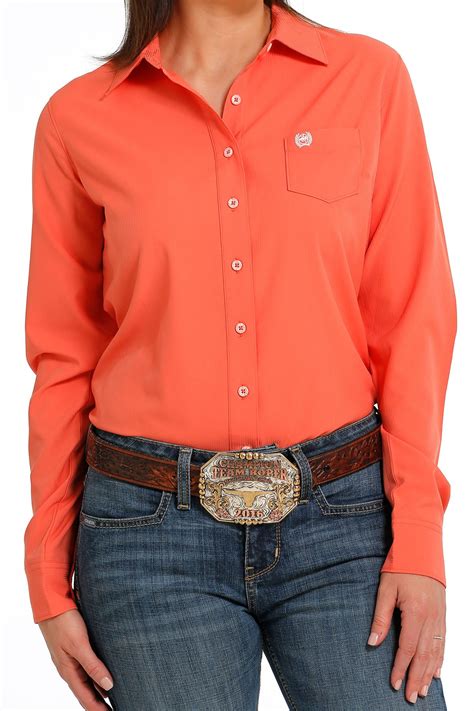 cinch jeans women s arenaflex button down western shirt coral