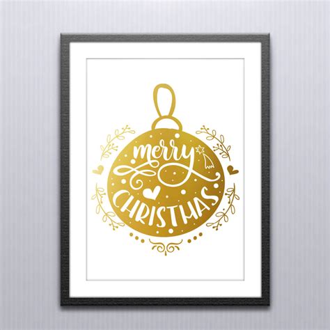 Merry Christmas Wall Art Gold Foiled