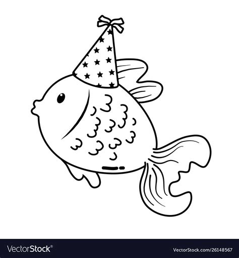 Fish Cartoon With Happy Birthday Icon Design Vector Image