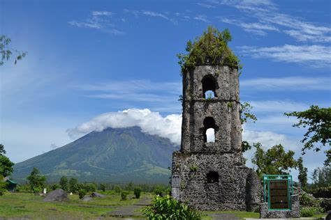 Cagsawa Church Ruins And Mayon Volcano In Legazpi Philippines Hidden