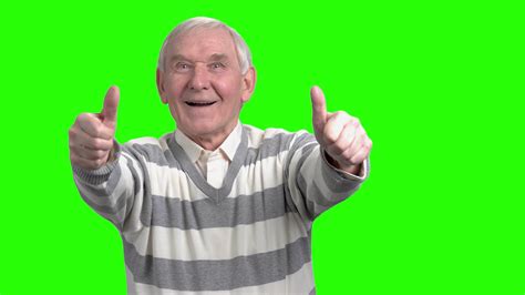 Front View Of Two Thumps Up From Old Man Merry Grandpa With Thumbs Up