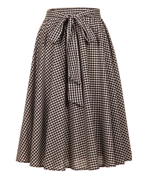 Black And White Check A Line Skirt Plus Casual Style Outfits A Line Skirts Womens Skirt