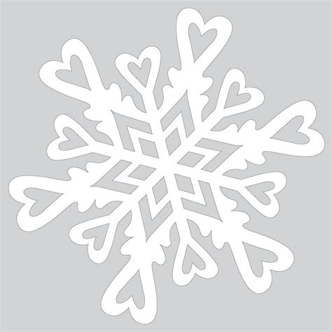 Paper Snowflake Pattern With Hearts To Cut Out Free