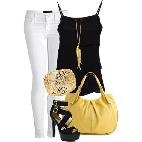 Black White And Yellow Outfit Fashion Womens Fashion Casual