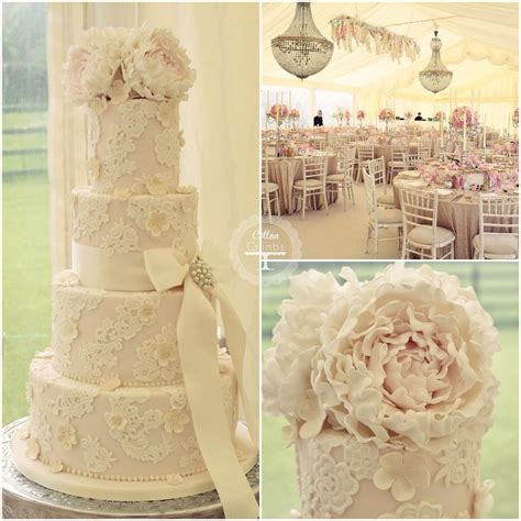 Peonies And Lace Wedding Cake Lace Wedding Cake Wedding Cake Peonies